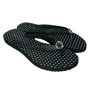 Tommy Hilfiger Polka Dot Black Flip Flops Womens Size 9/10